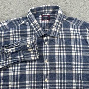 UNTUCKit Men XXL Regular Fit Blue White Plaid Long Sleeve Button Down Shirt